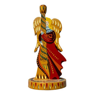 Angel Candle Holder Rustic Artsy Scandinavian Hand Painted Vintage Christmas